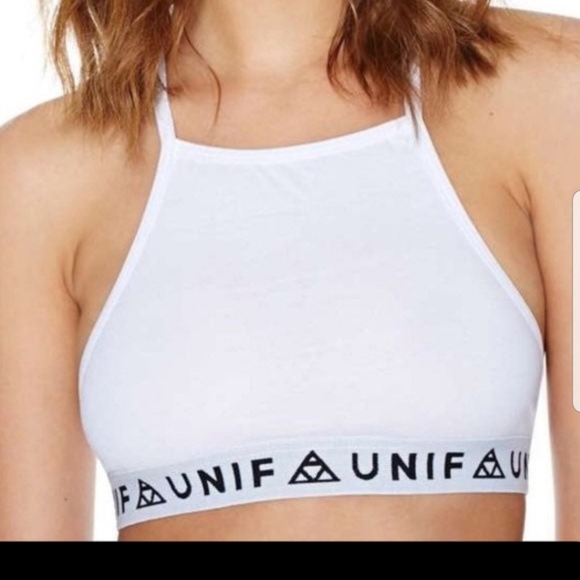 Unif high neck sportsbra/bralette xs white nwot - Picture 2 of 5